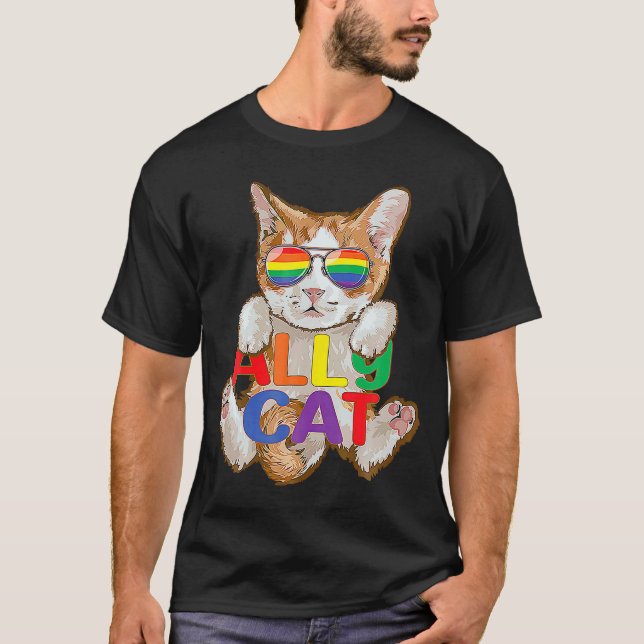 Camiseta Bonito Ally Cat LGBT Gay Rainbow Prith Kitten S (Frente)