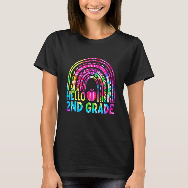 Camiseta Bonito Alô segundo Tie Dye Rainbow De Volta À Esco (Frente)