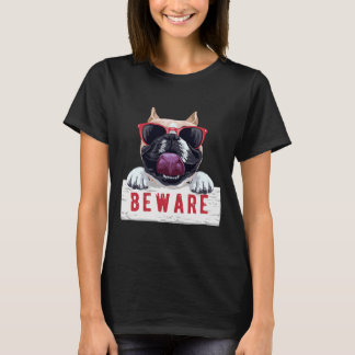 Camiseta Bonito amante Legal Pug Funny Pug Be ware Happy sm