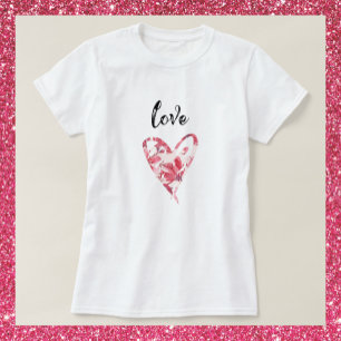 Camiseta Bonito amor Coração Floral