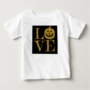 Camiseta Bonito AMOR DE Halloween, com letras Douradas de b