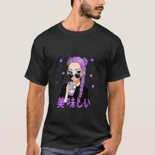 Camiseta Bonito Anime Japonês Garota Adolescentes Chá Boba