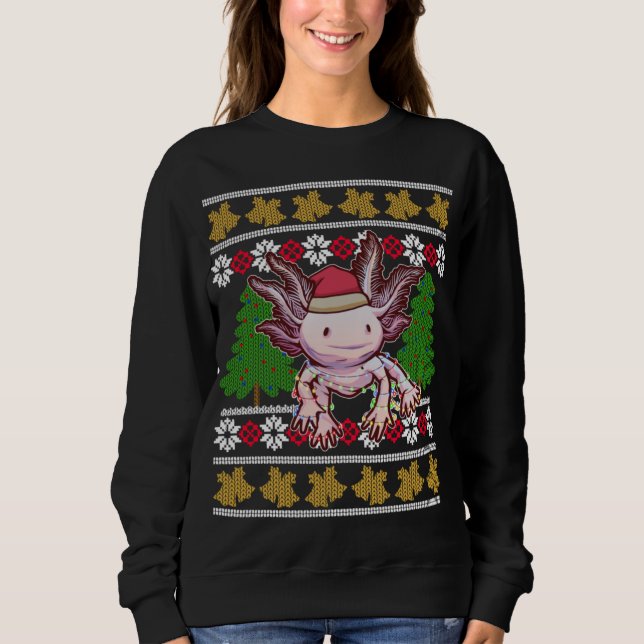 Camiseta Bonito Axolotl Feio Luzes de Natal Doce H (Frente)
