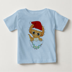 Camiseta Bonito Bebê Dino Natal