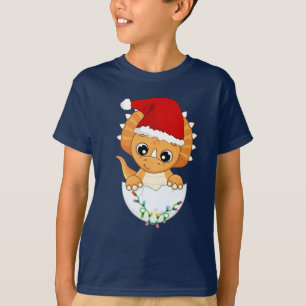 Camiseta Bonito Bebê Dino Natal