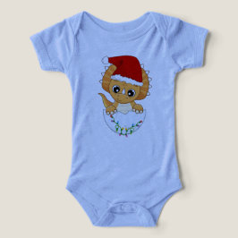 Camiseta Bonito Bebê Dino Natal