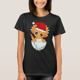 Camiseta Bonito Bebê Dino Natal