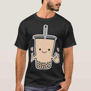 Camiseta Bonito Boba KPop Bolha Leite Chá Coração Coreano