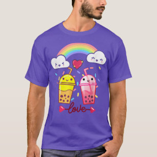 Camiseta Bonito Bolha de Kawaii Boba Milk TeaEngraçado Arco