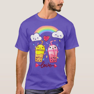 Camiseta Bonito Bolha de Kawaii Boba Milk TeaEngraçado Arco