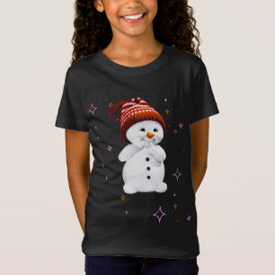 Camiseta Bonito boneco de neve com presente de flocos de ne