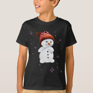 Camiseta Bonito boneco de neve com presente de flocos de ne