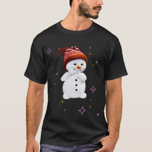 Camiseta Bonito boneco de neve com presente de flocos de ne