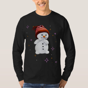 Camiseta Bonito boneco de neve com presente de flocos de ne