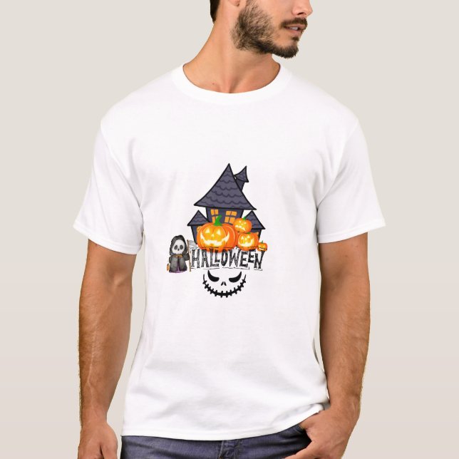 Camiseta Bonito Ceifador e Halloween De Casa Assombrada (Frente)