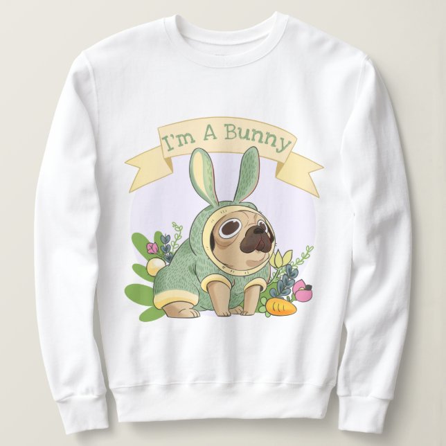 Camiseta Bonito Coelhinho Pug (Frente do Design)