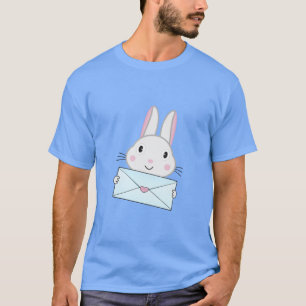 Camiseta Bonito coelhinho segurando carta de amor
