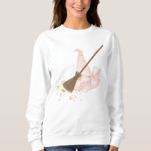 Camiseta Bonito com chapéu de bruxa rosa e vassoura, Sweats