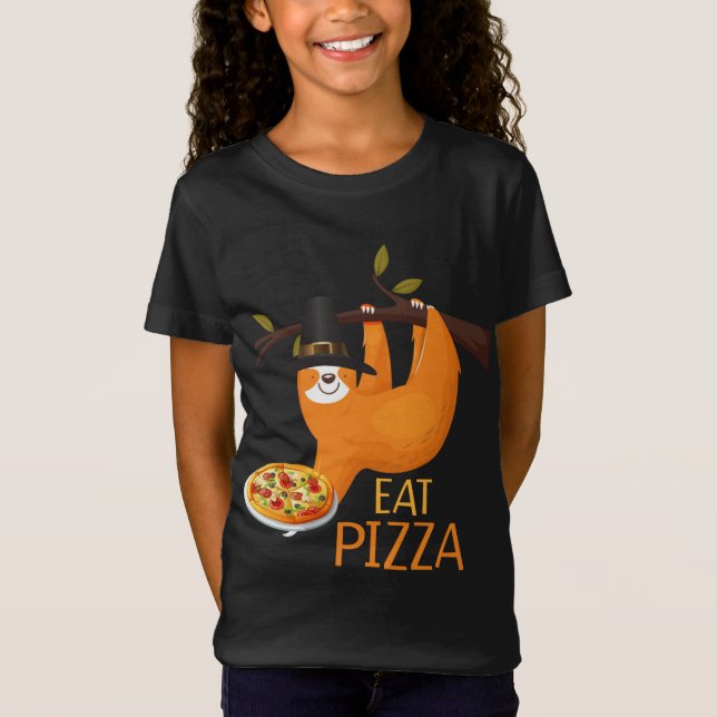 Camiseta Bonito Coma Pizza Adulto Adulto Do Vegan Crianças  (Frente)