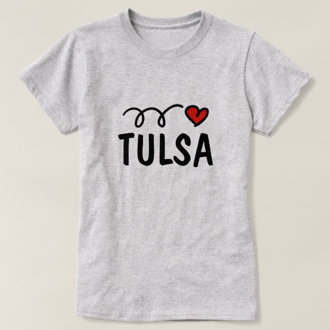 Camiseta Bonito coração Tulsa t shirt para mulheres (Frente do Design)