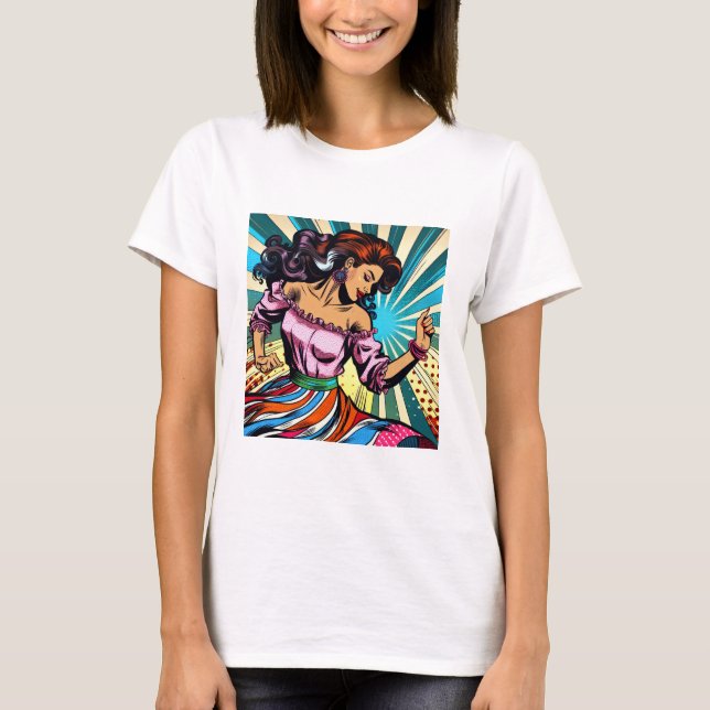 Camiseta Bonito dançando Salsa Pop Art (Frente)