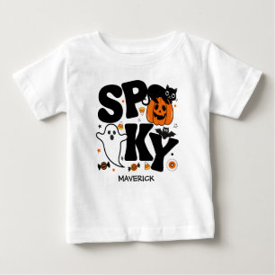 Camiseta Bonito Dia das Bruxas Assustador Preto e Laranja