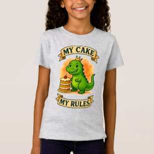 Camiseta Bonito Dino Aniversário Rei Meu Bolo Minhas Regras
