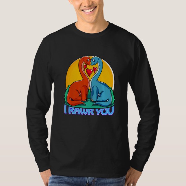 Camiseta Bonito Dino I Rawy Você Brachiosaurus Adora Coraçã (Frente)