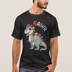 Camiseta Bonito Dino Rawr Dinossaur Roaring Engraçado Kid D