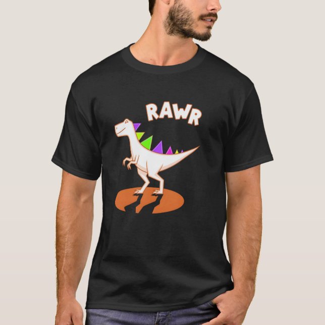 Camiseta Bonito Dino Rawr Dinossaur Roaring Engraçado Kid D (Frente)