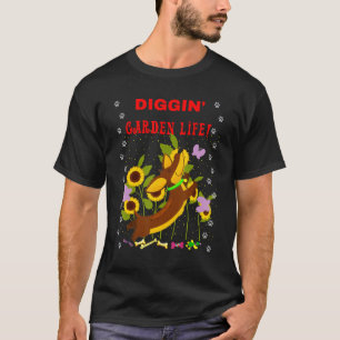 Camiseta Bonito Divertido Casual Dachshund Cavando Jardim V