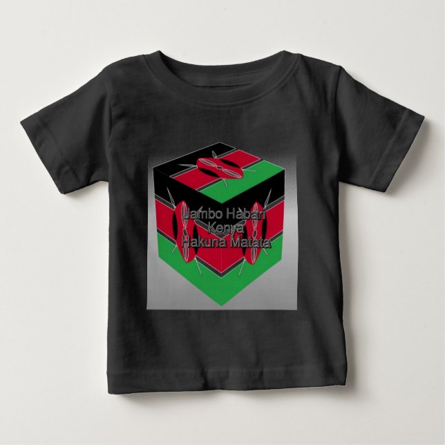 Camiseta Bonito e adorável cubo de bandeira queniano com sa (Frente)