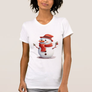 Camiseta Bonito e Adorável Snowman