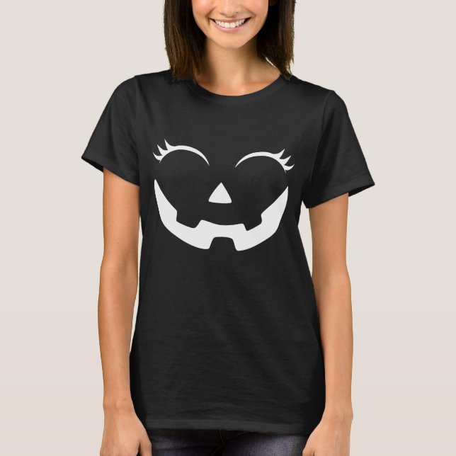 Camiseta Bonito e divertido Pumpkin Jack O Lanterna Rosto H (Frente)
