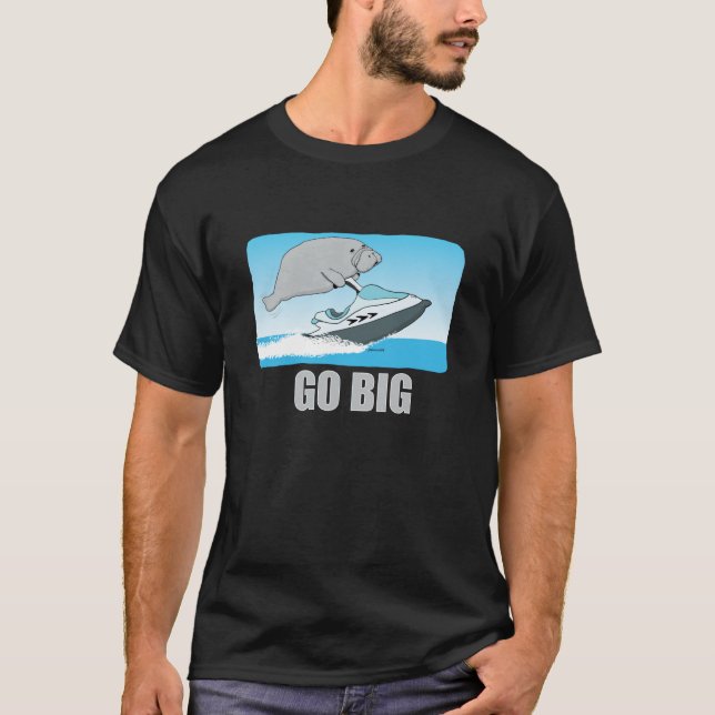 Camiseta Bonito e Engraçado Manateado em um Esqui Jet (Frente)