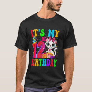 Camiseta Bonito É Meu 12º Aniversário 12 Anos Gato Bday Pa