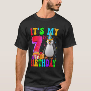 Camiseta Bonito É o meu aniversário 7 de 7 anos Pinguim