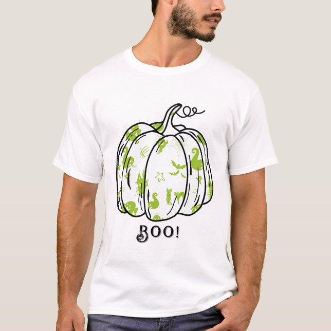 Camiseta Bonito e Verde Spooky Jack-O’-Lanterna (Frente)