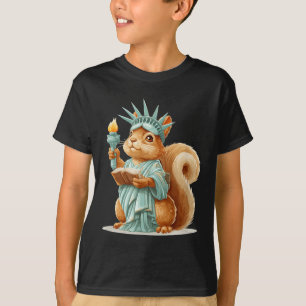 Camiseta Bonito Esquilo De Liberdade Dos Eua Para Adultos E