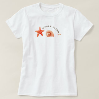 Camiseta Bonito estética coral praia estrelas-do-mar concha