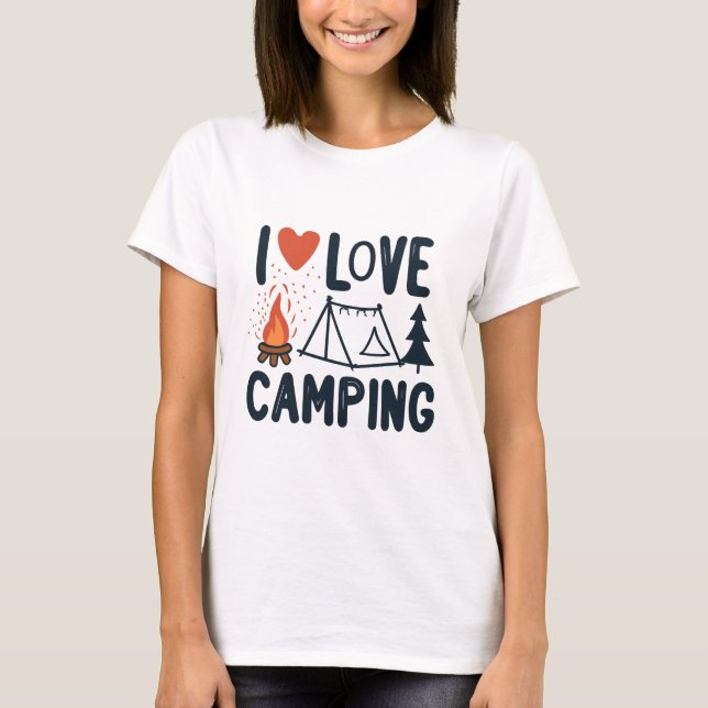 Camiseta Bonito Eu Adoro Acampar (Frente)