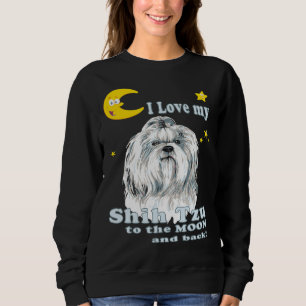 Camiseta Bonito Eu Amo Meu Shih Tzu Para A Lua E O Cachorro