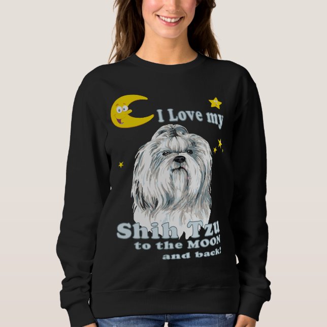 Camiseta Bonito Eu Amo Meu Shih Tzu Para A Lua E O Cachorro (Frente)