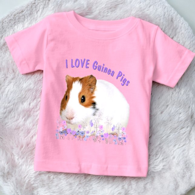 Camiseta Bonito eu amo porcos guineis castanho Texto person (front tee cute guinea pig design with template text)