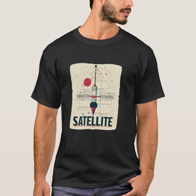 Camiseta Bonito Figurino de Satélite para Amantes Espaciais (Frente)