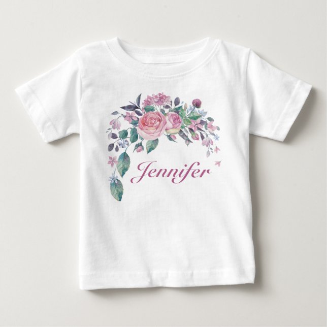 Camiseta Bonito Floral Personalizada Baby Girl (Frente)