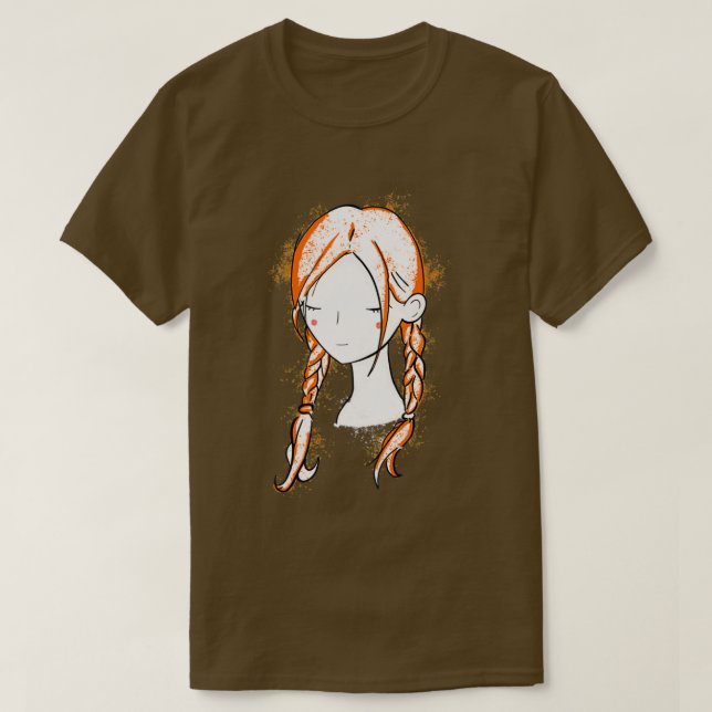 Camiseta Bonito garota com penteados vermelhos (Frente do Design)
