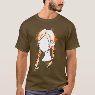 Camiseta Bonito garota com penteados vermelhos
