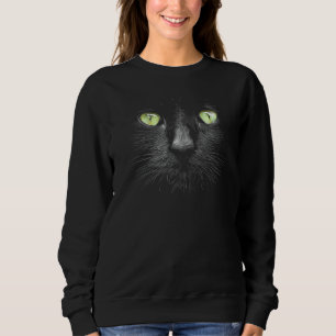 Camiseta Bonito Gato Negro Face Olhos Verdes Grandes Legal