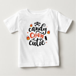 Camiseta Bonito Halloween Candy Corn Cutis Crianças Nome B